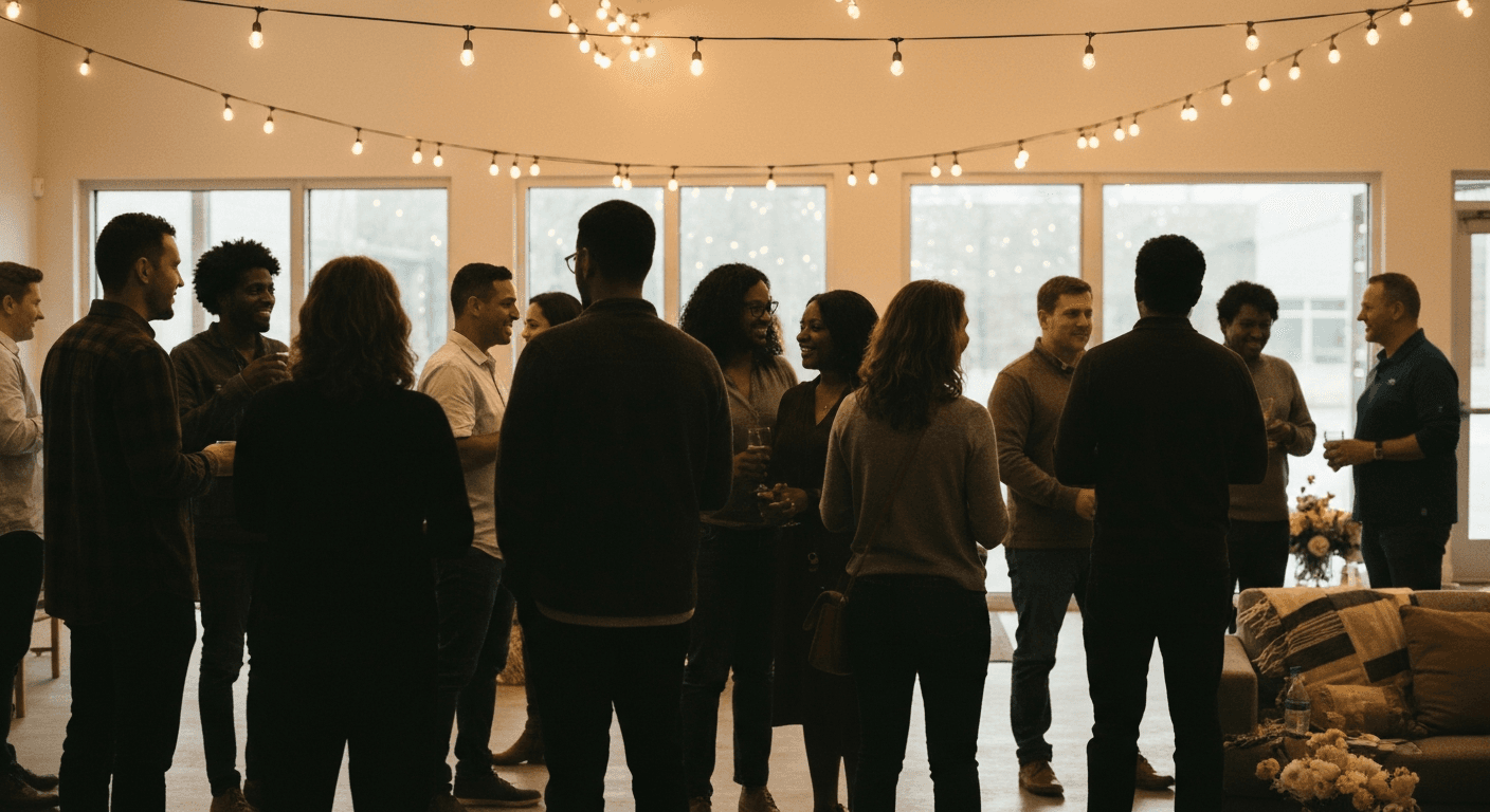 Atlanta church event: God-led relationship testimony. Titania & spouse share faith in dating journey; God's guidance visible.