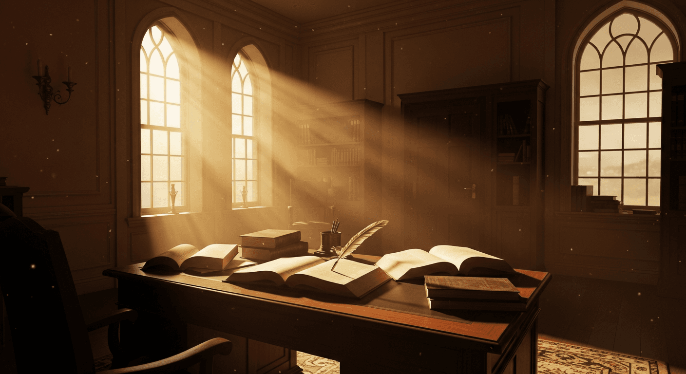 Wooden gavel and open Bible symbolizing lawyer Charles Finney conversion testimony and career change for God in 19th century revival