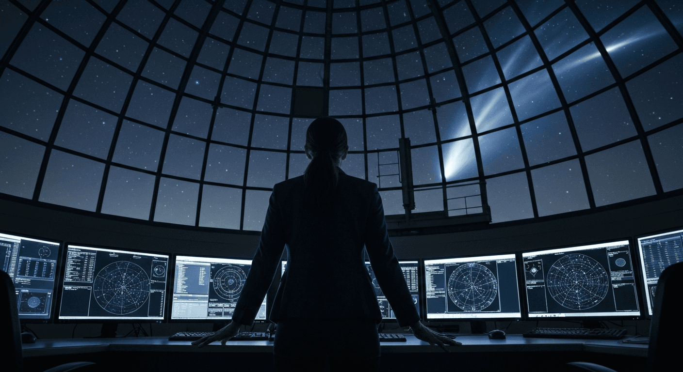 NASA astrophysicist Jennifer Wiseman at telescope in modern observatory sharing her Christian scientist testimony about prayer answered in college ...