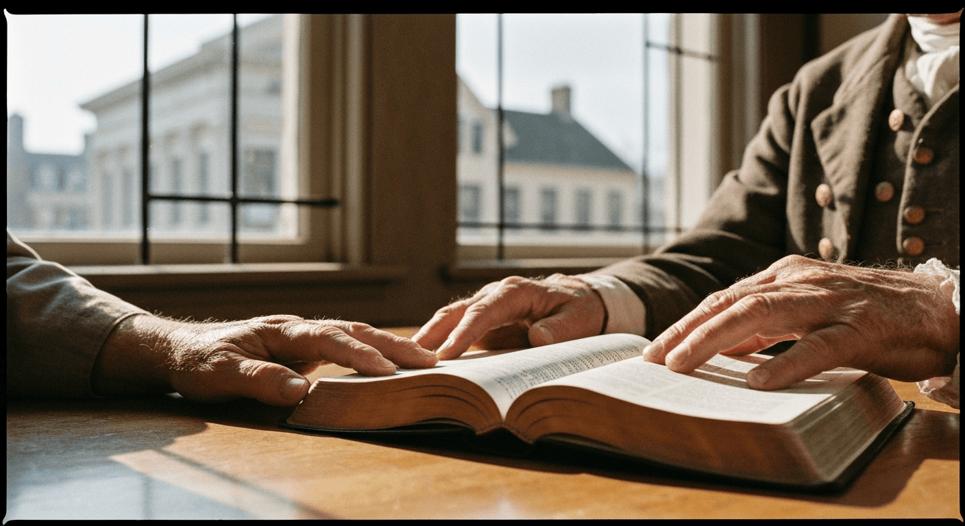 18th century christian revival scene: Paavo Ruotsalainen's faith journey. Spiritual awakening testimony Finland. Lapinlahti.