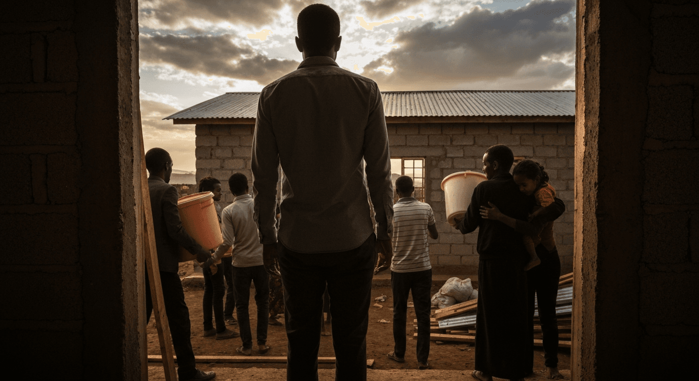 Shashemane merchant Yimenu's damaged business after Islamist attack. Christian persecution testimony Ethiopia; God provided. Testimony of divine pr...