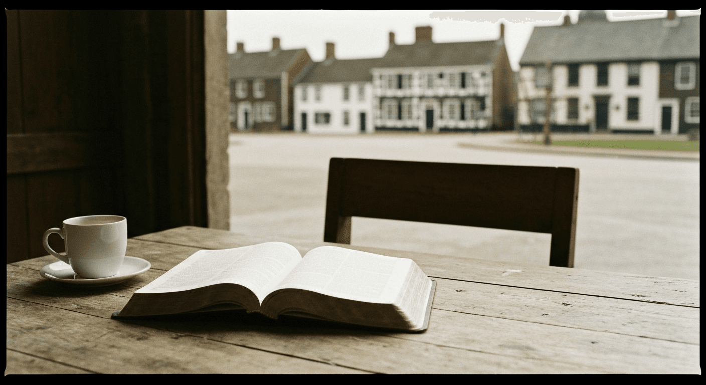 1700s scene depicts Puritan minister Jonathan Edwards' God revealed himself through scripture. Northampton first great awakening testimony.