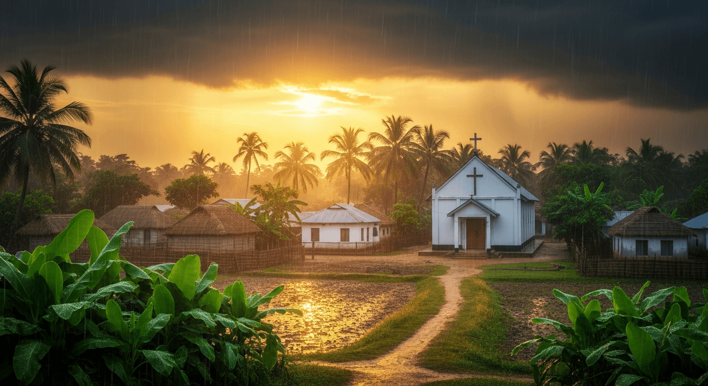 Bangladesh countryside: Broken chains symbolize a christian persecution testimony Bangladesh. Muslim convert to christianity testimony.