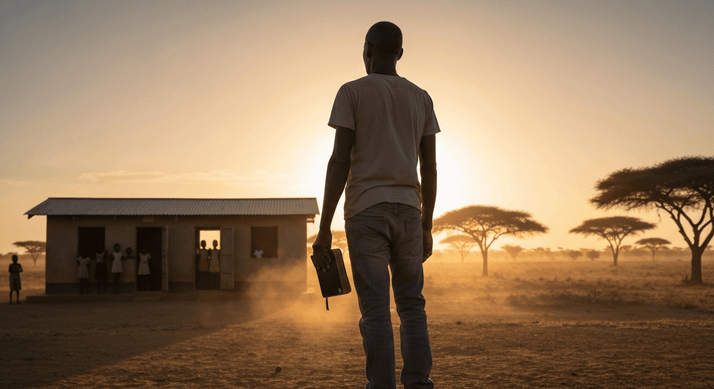 Former motorcycle club member Sam Childers with rescued children in Sudan orphanage showing radical life change testimony through faith