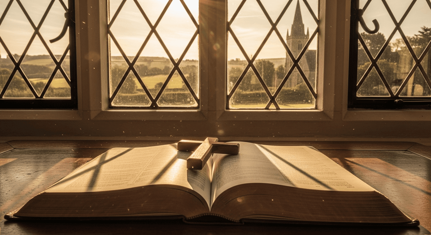 Weathered reed bending in English countryside symbolizing Richard Baxter conversion testimony and gradual spiritual awakening through suffering