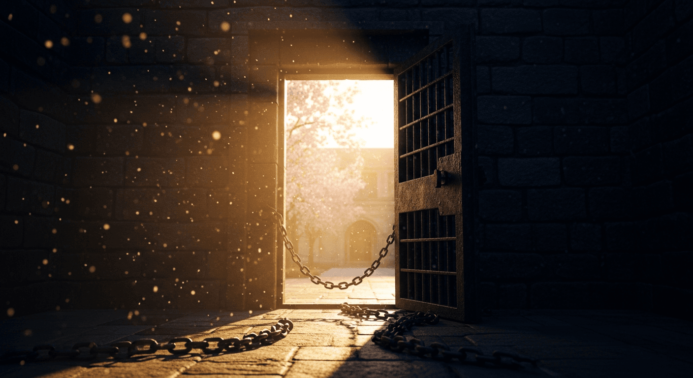 Prison chains breaking apart symbolizing Christian persecution China testimony survivor who God delivered from execution during Cultural Revolution