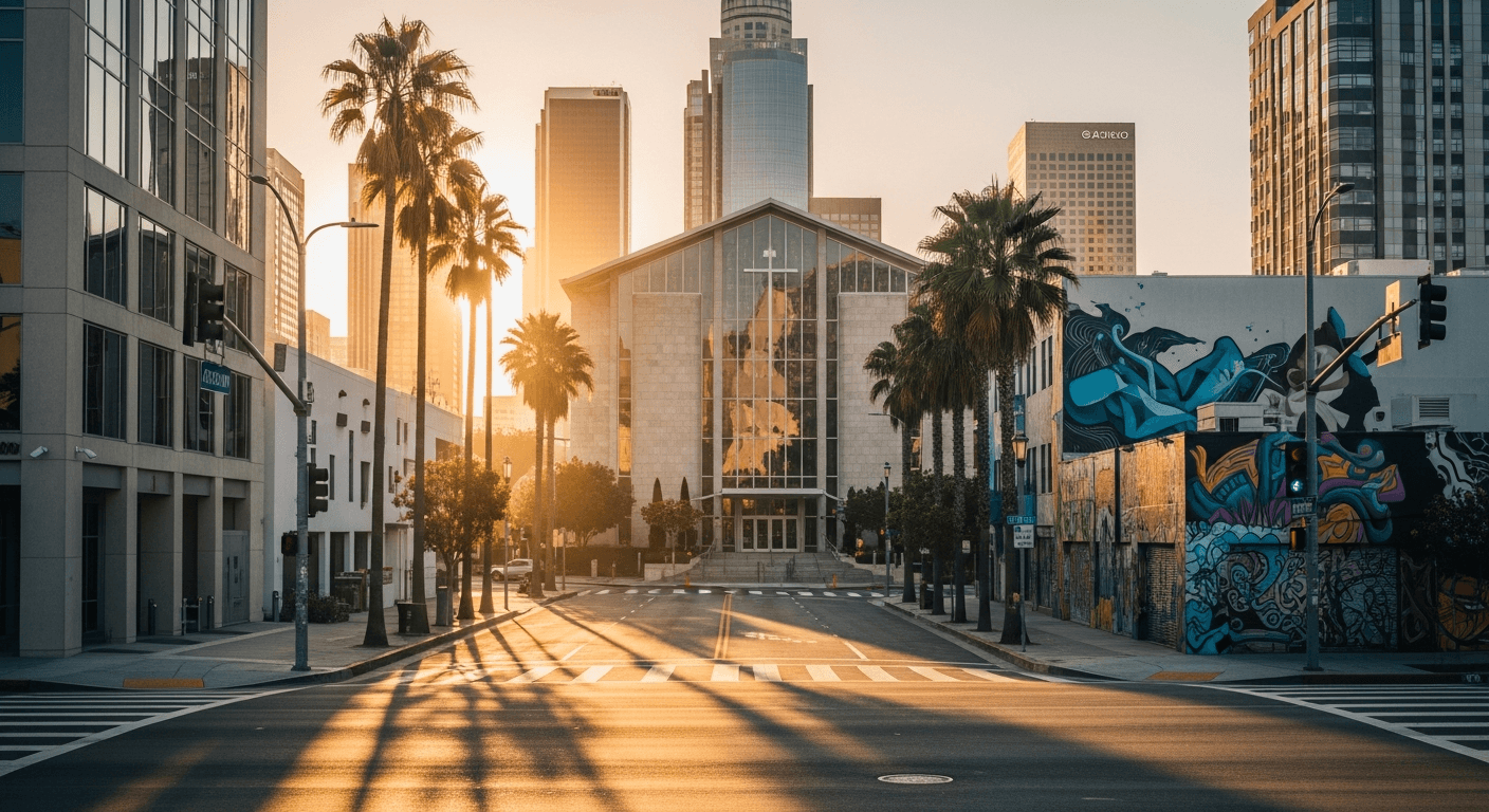 Pastor in Los Angeles shares creative church leadership testimony. A modern portrait of faith.