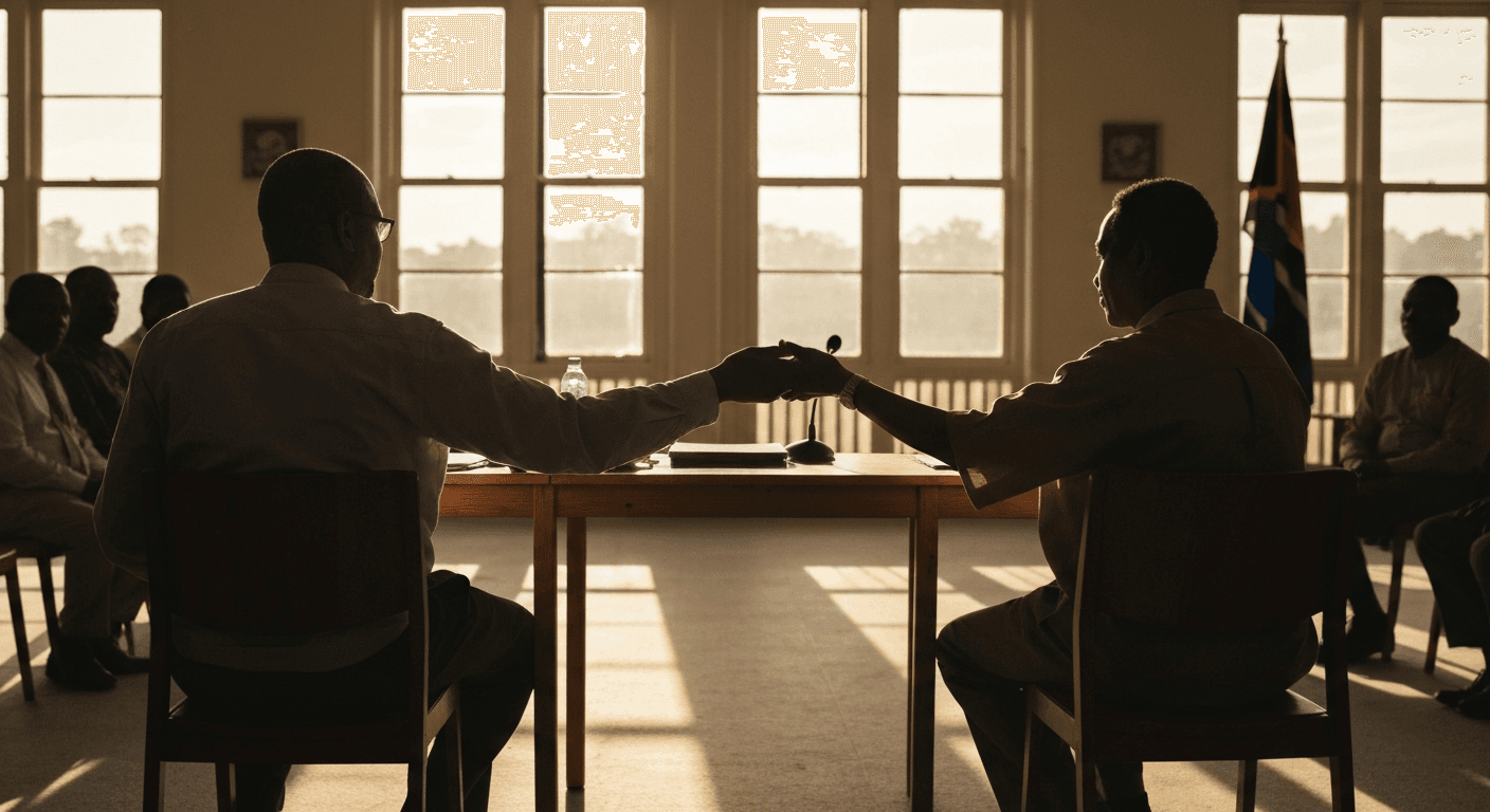 Apartheid-era families share testimony of forgiveness apartheid at 1990s Truth and Reconciliation hearing, Cape Town, South Africa.