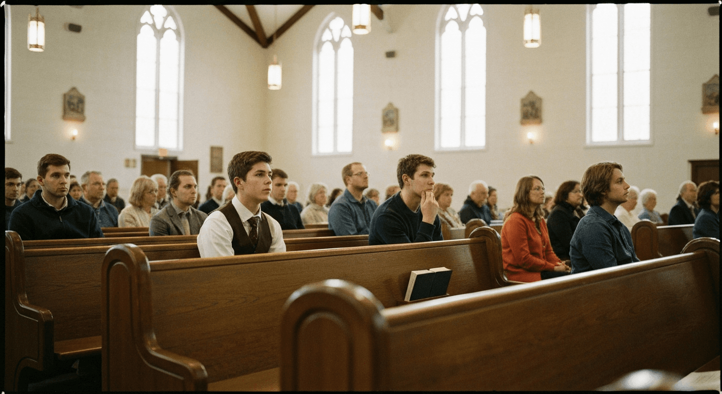 1850s Colchester: Snowy scene depicts Spurgeon's instant conversion testimony England at a Methodist chapel, found salvation through faith alone.