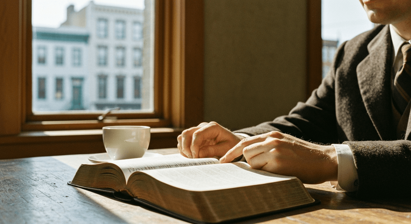 Berlin: Dietrich Bonhoeffer, a theologian, has a Bible reading encounter God experience. Ordinary moment scripture reading Psalms.