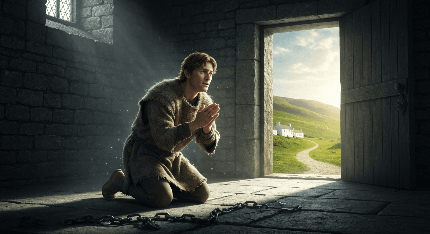 Ireland: St Patrick testimony transformation. Enslaved, a young man finds faith in captivity through prayer. God speaks through dreams.
