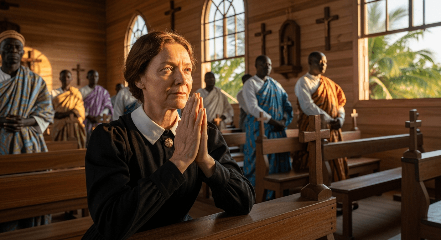 Victorian Mary Slessor sharing her christian testimony from Nigeria. God's guidance missionary work evident in Calabar.