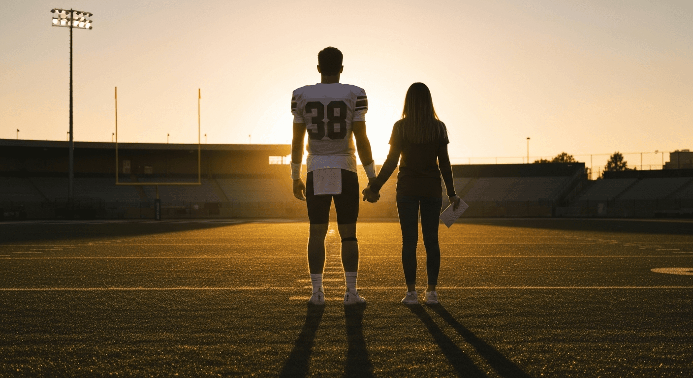 NFL quarterback Derek Carr sharing his Christian testimony. Fresno scene of athlete finds faith again in documentary.