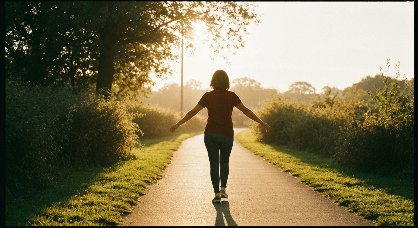 Jeanie Traub testimony image. Modern woman smiles gratefully after church prayer healed her stomach cancer tumour. Endoscopy shows no tumour.