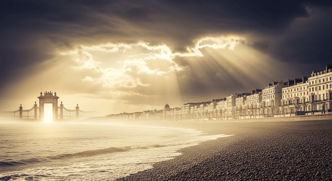 Ancient Chinese gate opening with golden light streaming through symbolizing Hudson Taylor China breakthrough testimony and missionary ...