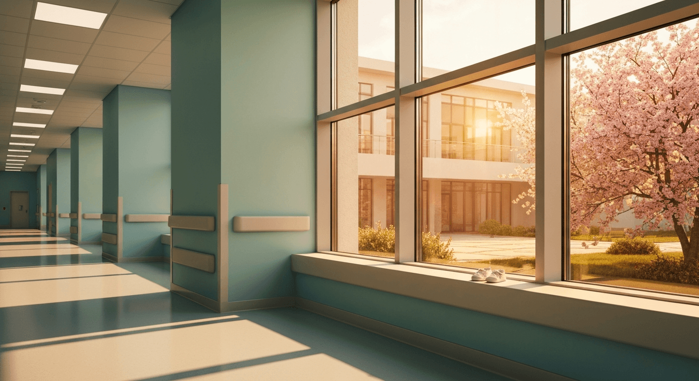 Sunlit hospital hallway, tiny shoes. Testimony infertility endometriosis miracle pregnancy: Conceiving children against medical odds. Hope.