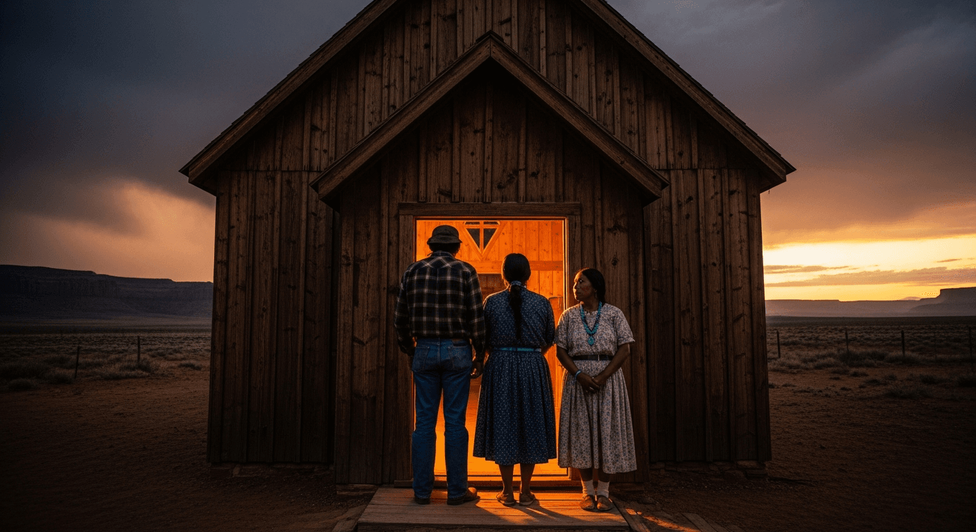 Navajo Christian testimony showing Native American believers in 1980s Arizona reservation setting celebrating faith transformation and freedom ...