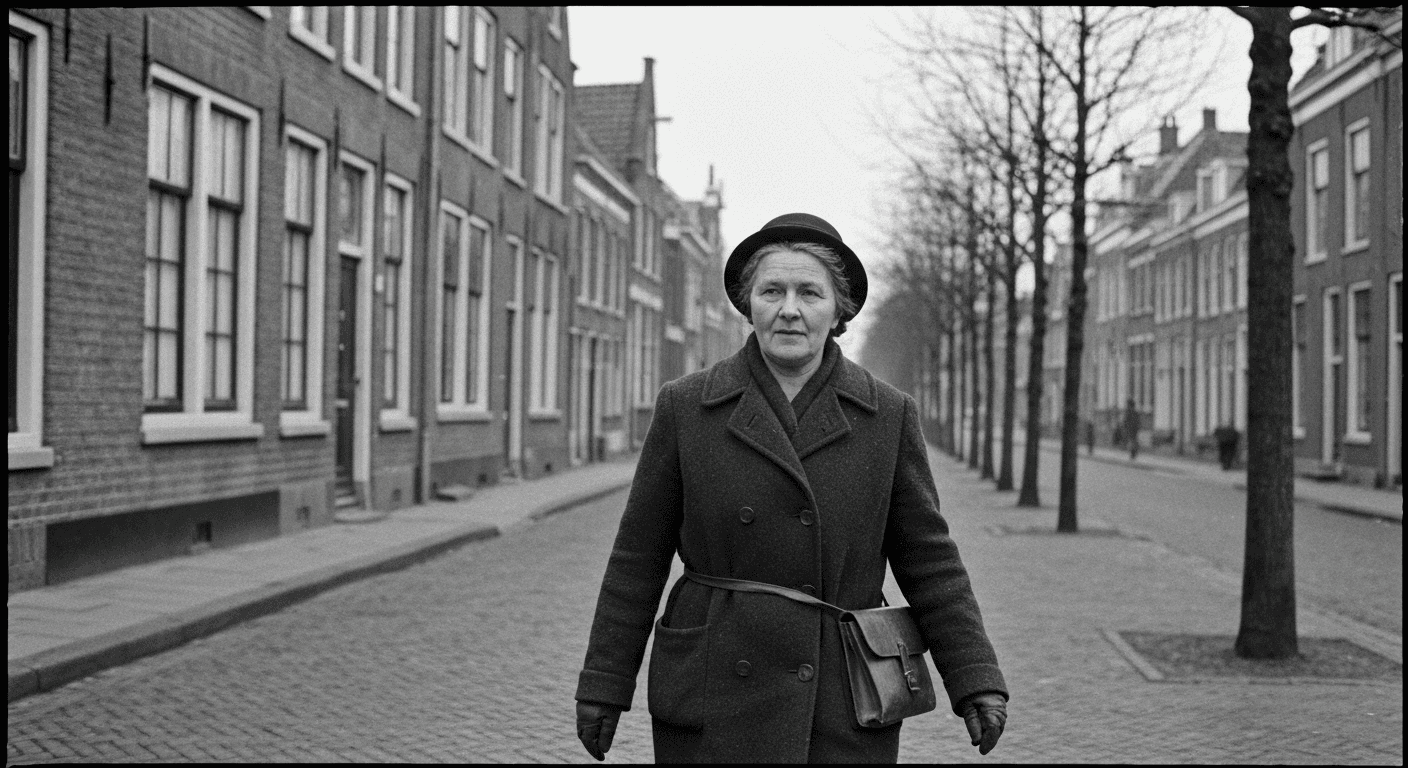 Dutch watchmaker Corrie ten Boom stands in 1940s Haarlem home where she hid Jews from Nazis before surviving Ravensbruck concentration camp