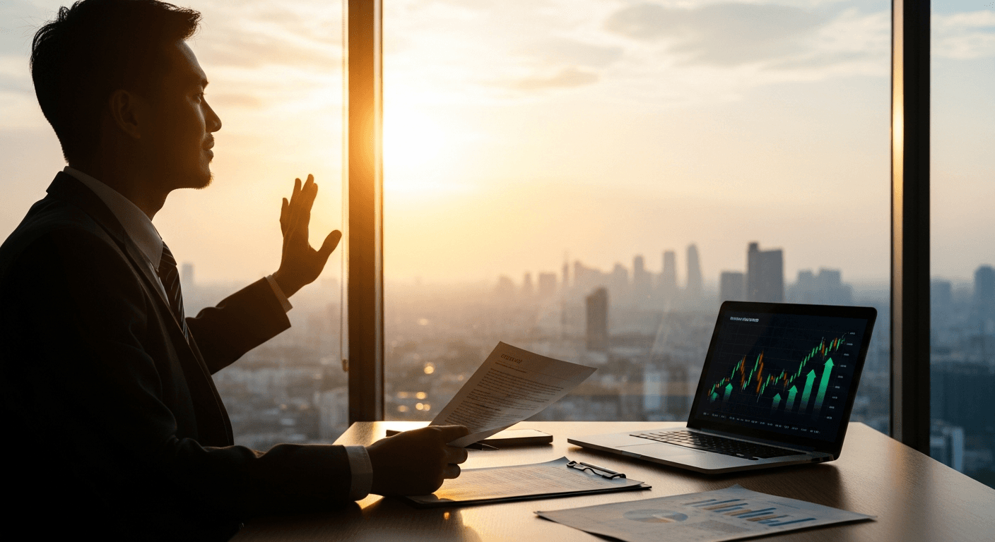 Entrepreneur testimonial photo showing businessman sharing bankruptcy to blessing testimony about how God restored finances through faithful tithing