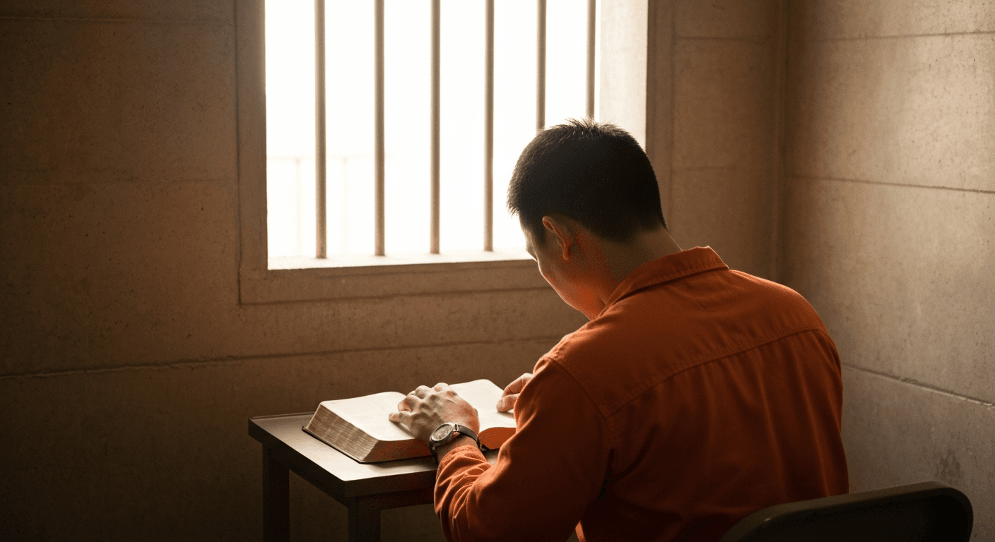 Federal prison bible conversion: Chinese-American man's prison salvation testimony. Mother praying for prodigal son brought faith.