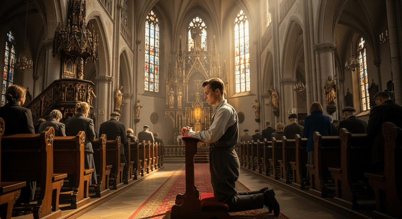 Young Karol Wojtyla, pope john paul ii testimony, in Wadowice, Poland. Faith through suffering testimony.