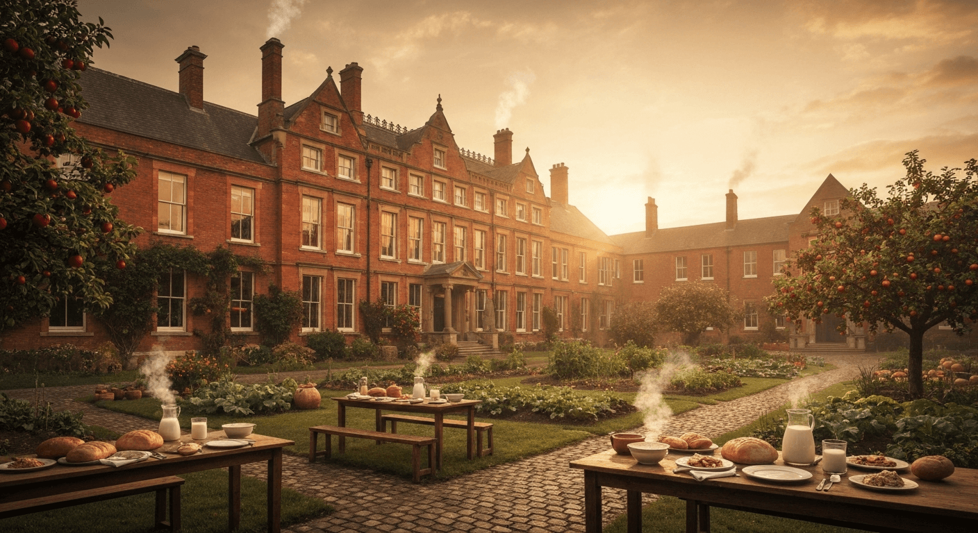 1850s Bristol orphanage: Miraculous provision orphanage Bristol, showcasing George Muller testimony provision. Gardens and meals illustrate God pro...