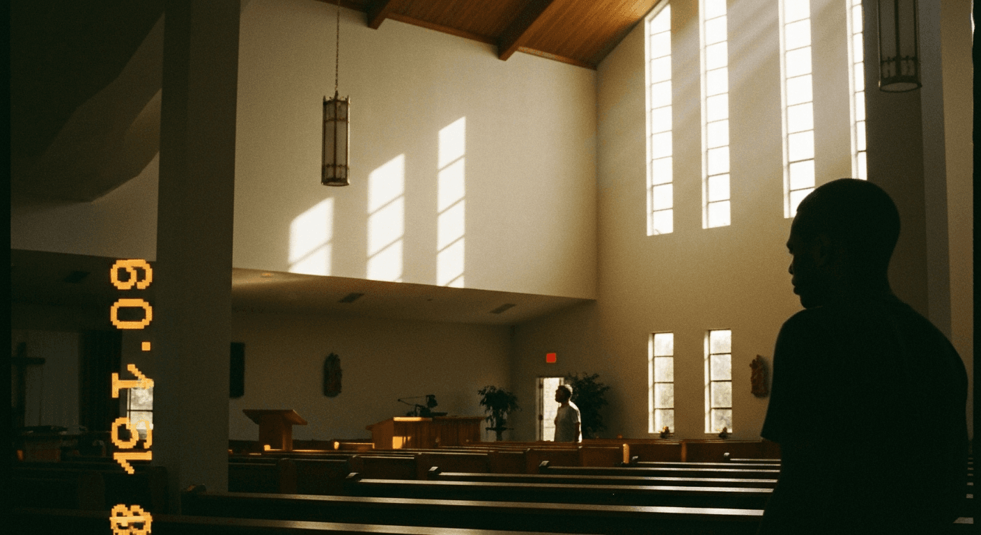 Group receiving inner healing prayer in modern church. Sozo ministry leaders pray for congregants seeking church trauma healing, addressing spiritual roots of pain.