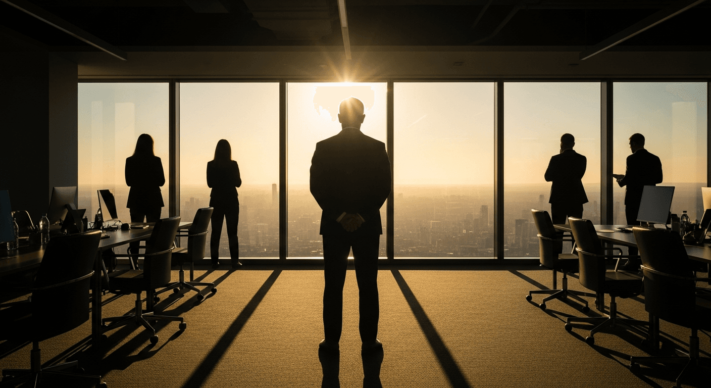 CEO David Green sharing christian business owner testimony about faith driven business success in modern Oklahoma City office setting