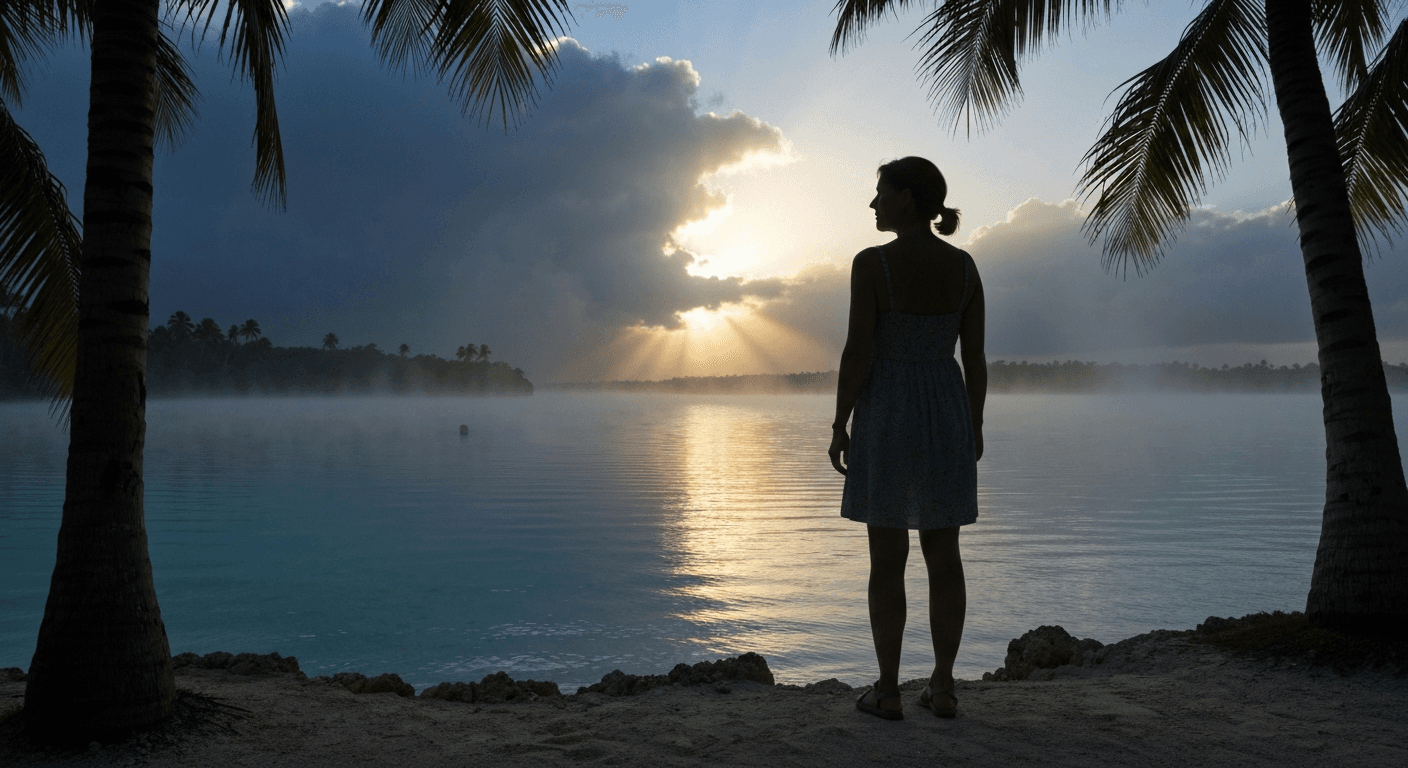 Christian testimony tragedy loss: Tammy at Blue Lagoon, Jamaica, finding God's presence after sudden death of her husband. Faith prevails.