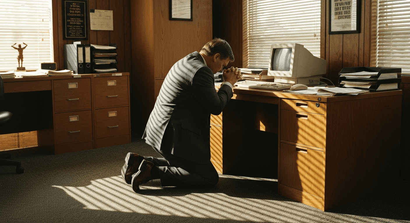 David Green Hobby Lobby founder praying under office desk during 1985 business crisis that led to $7 billion faith-based company breakthrough