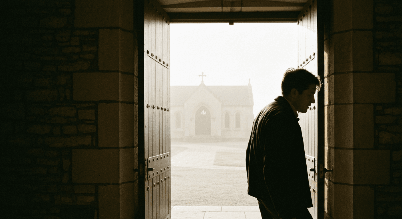 Thomas Merton conversion testimony image, showing a young man finding faith at Columbia University before becoming a Trappist monk in Kentucky.