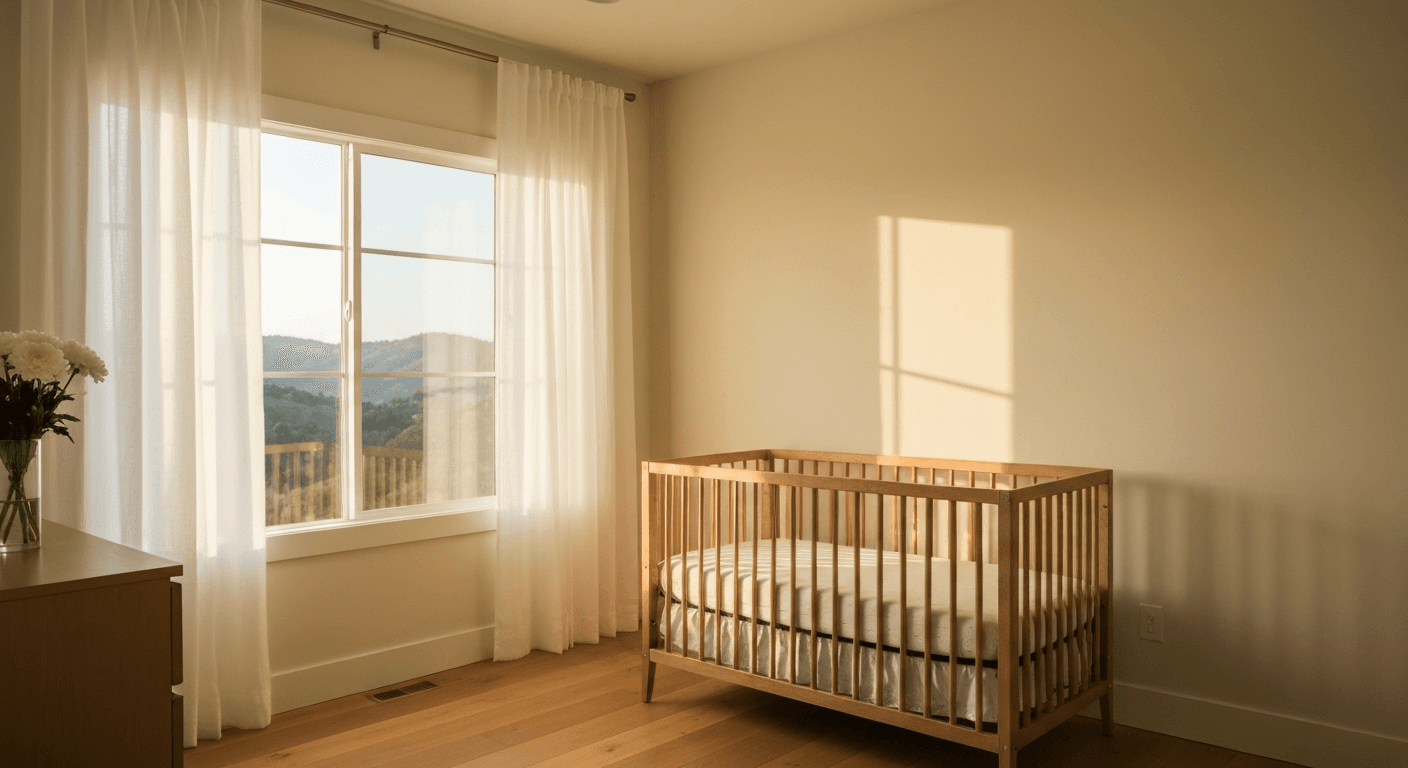 Modern nursery in Redding, CA: a god answered prayer for baby after infertility healing through prayer.