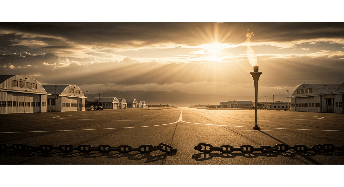 Olympic track with broken chains and cross symbolizing Louis Zamperini WWII veteran testimony salvation and POW survivor forgiveness story