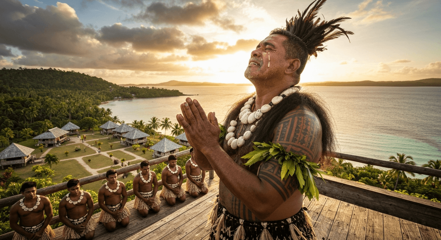 1854 Bau village: Ratu Cakobau's warlord conversion testimony fiji. Cannibalism to christianity transformation in historical Fiji.