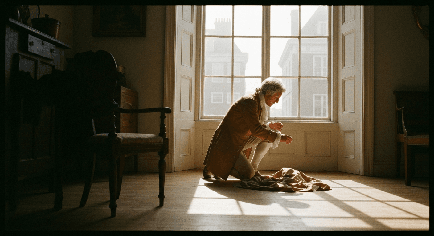 Historical portrait shows William Wilberforce, a British Parliament member in Hull, Yorkshire. His christian testimony conversion in 1785 led to social justice advocacy.