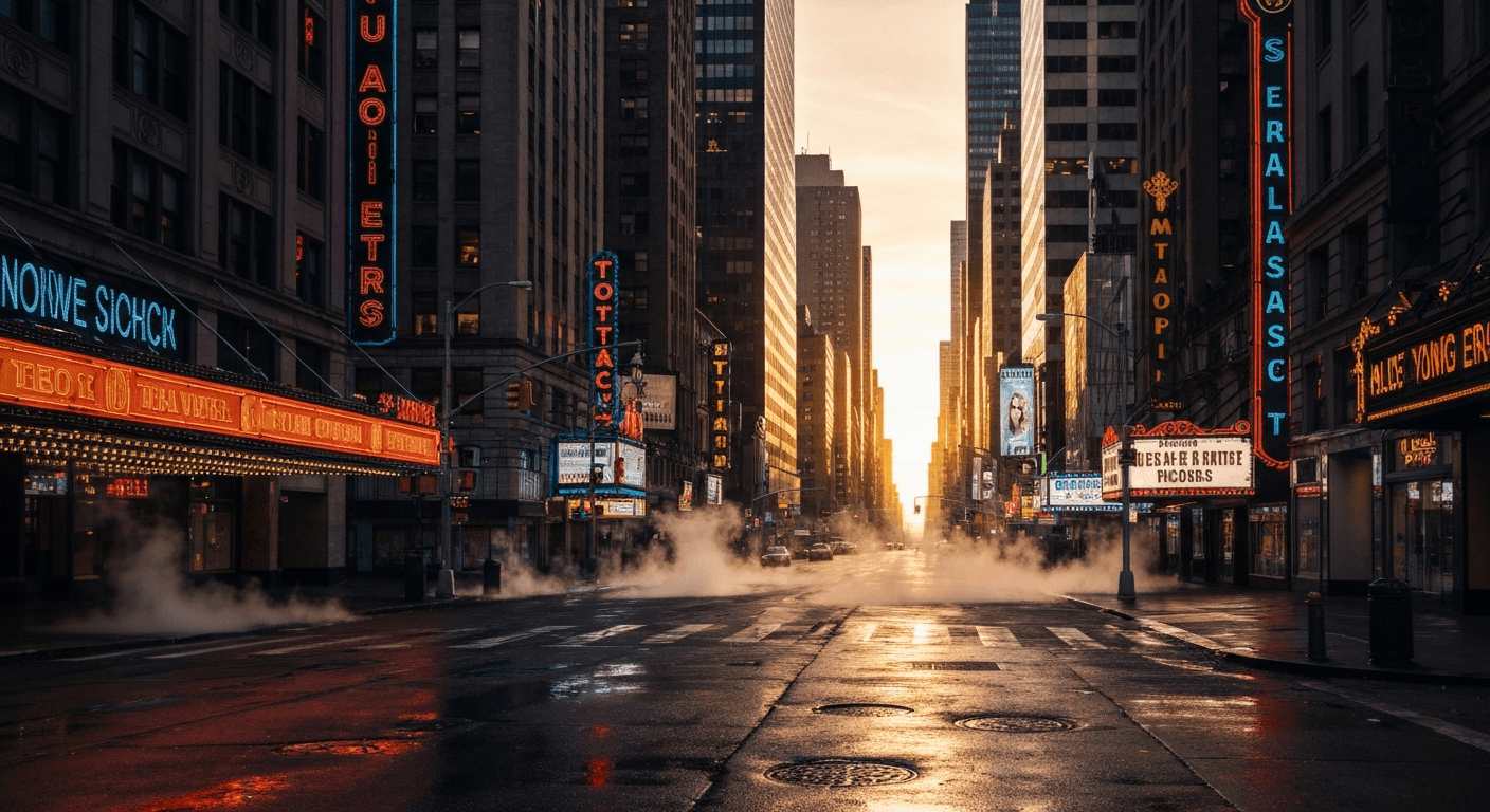 Times Square dawn, 1986. David Wilkerson's testimony of urban church founding: God called pastor to ministry. NYC.