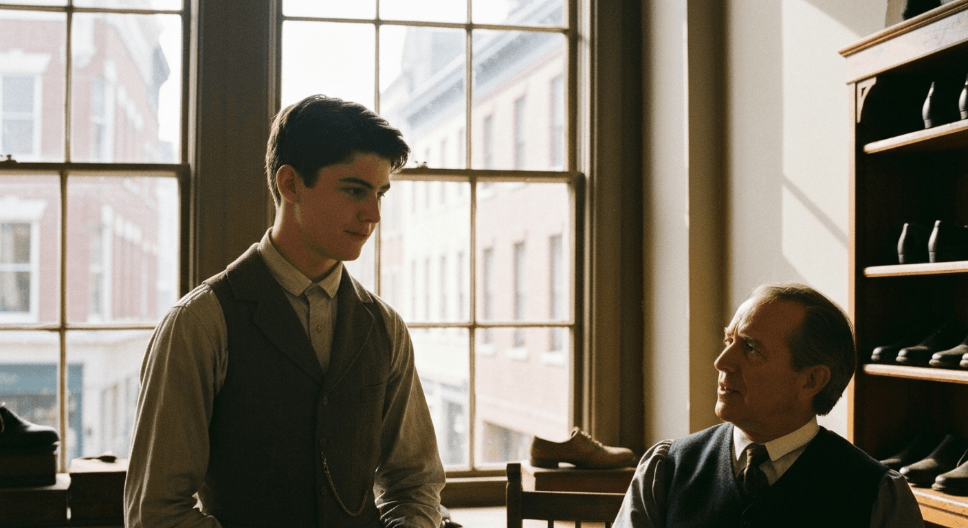 1855 Boston: A shoe store salvation story. Dl Moody conversion testimony begins with a Sunday school teacher's visit.