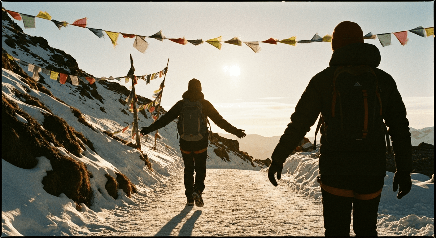 Bear Grylls on Everest, his faith in the mountains evident in his determined expression after finding God.