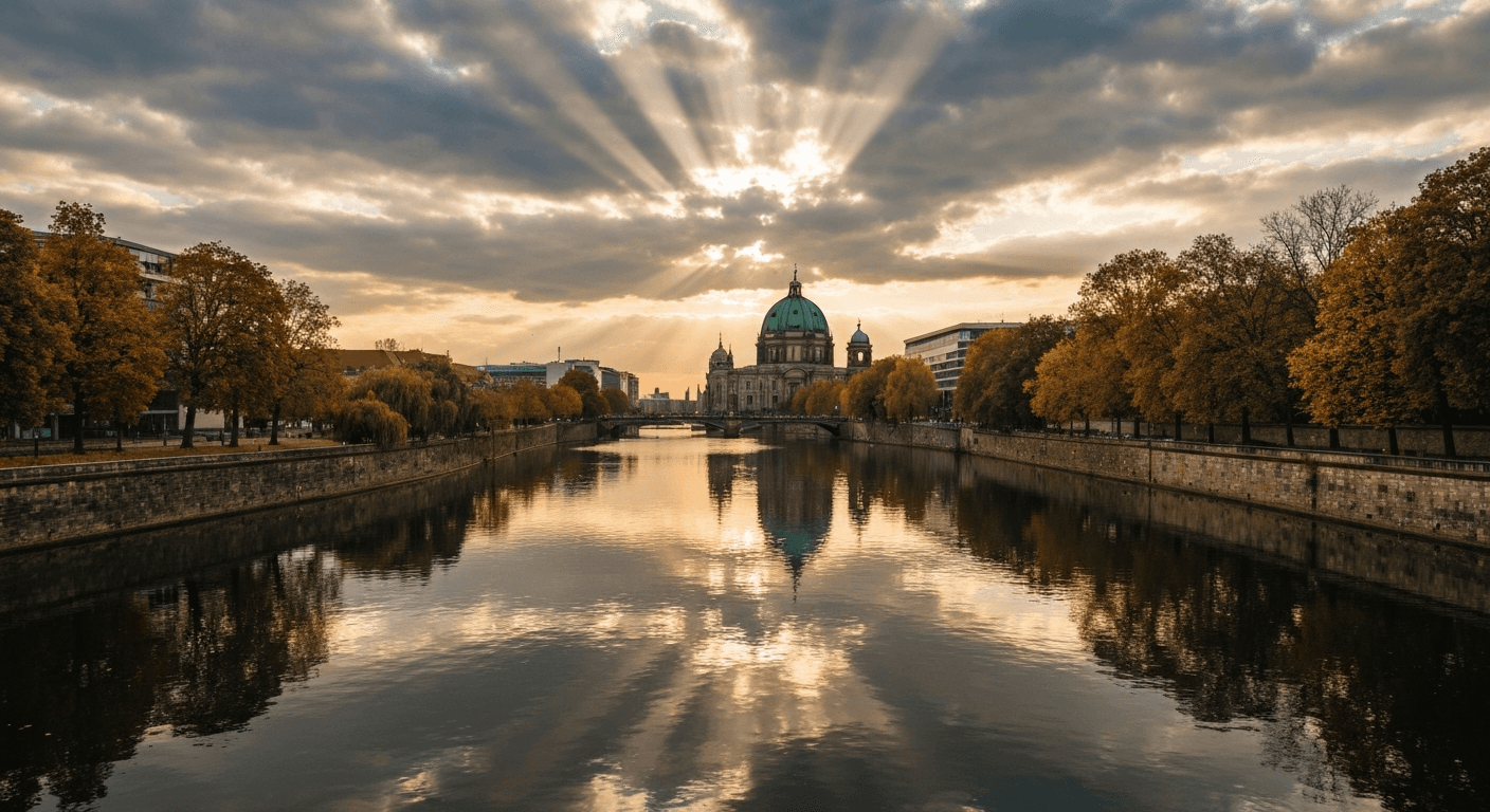Berlin's Spree reflects cathedral as Syrian refugee's "muslim to christian testimony" unfolds. "Jesus appeared in dream" in Germany.