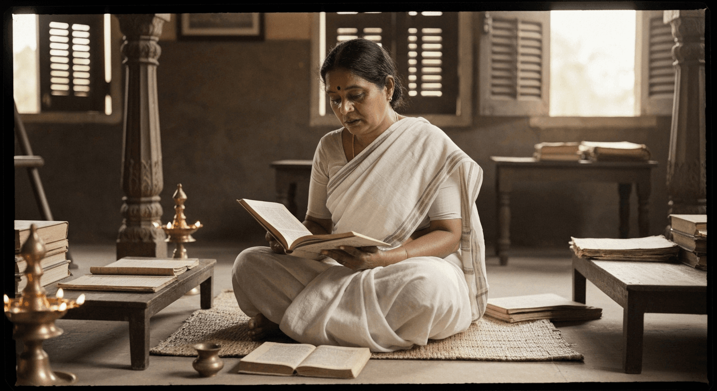 Historic portrait of Pandita Ramabai reading scripture in 1800s India showing her Hindu to Christian conversion testimony and faith story