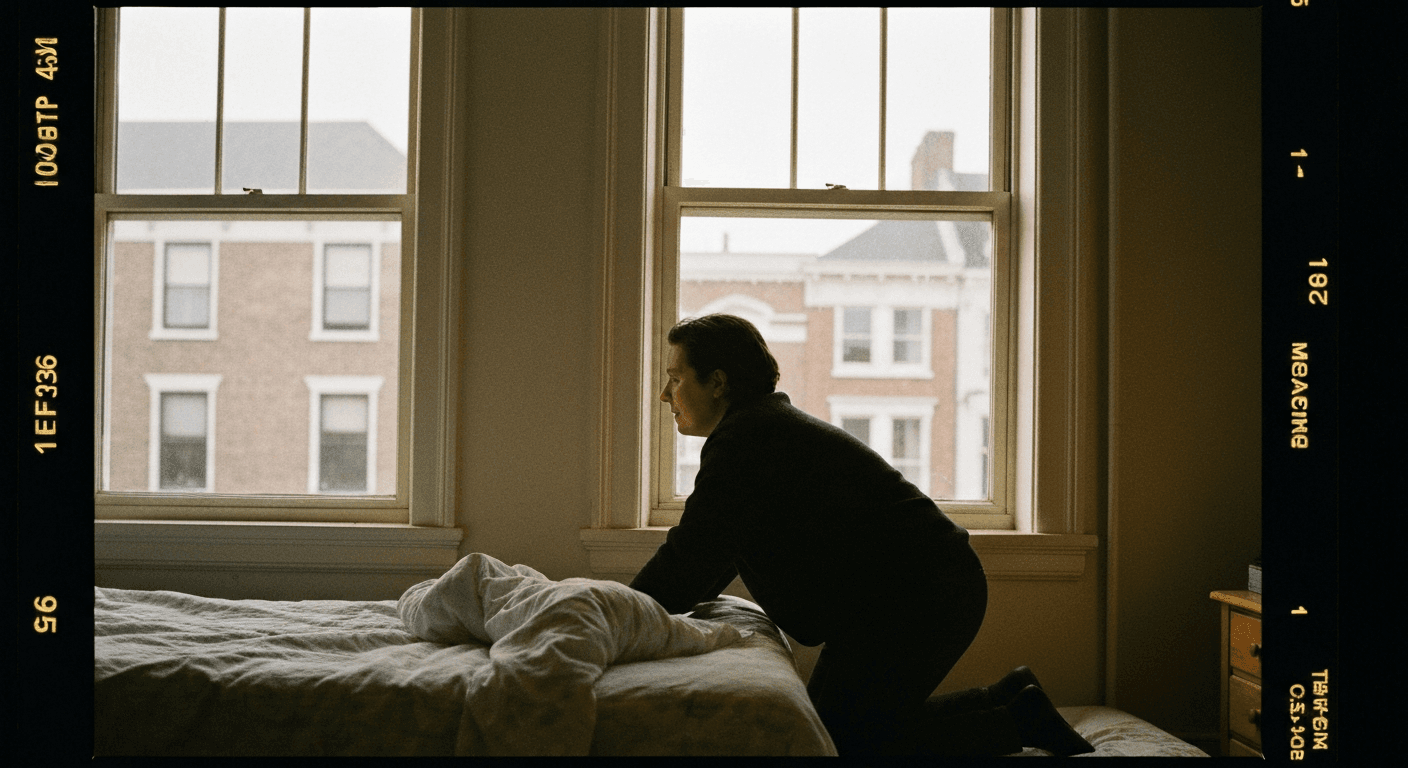 Historical image of Yonggi Cho testimony of healing from tuberculosis. Korean pastor in Seoul, healed of terminal illness, praying in simple room.