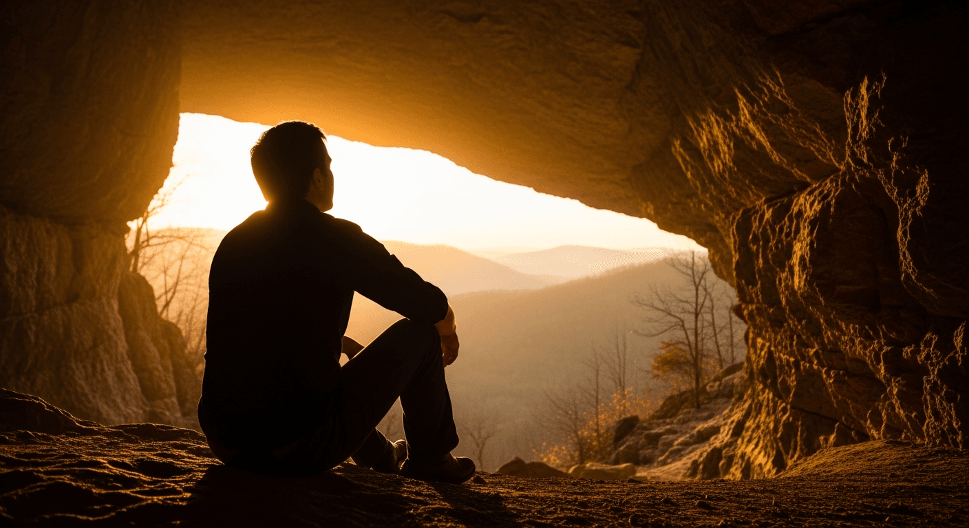 1970s Tennessee cave: Johnny Cash shares his celebrity addiction recovery testimony; God rescued from drug addiction, sparking his Christian faith.