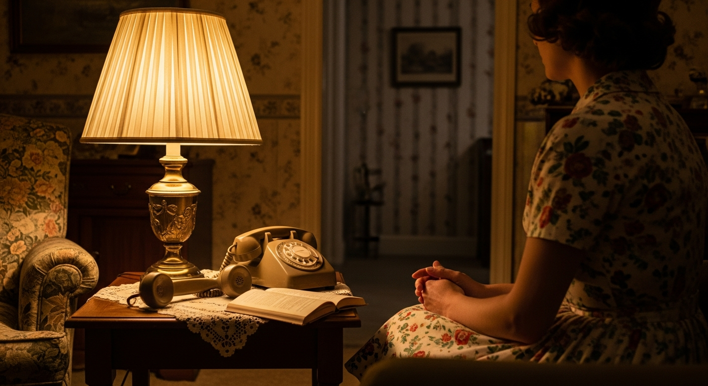 An open Bible beside a softly glowing phone on a dark table