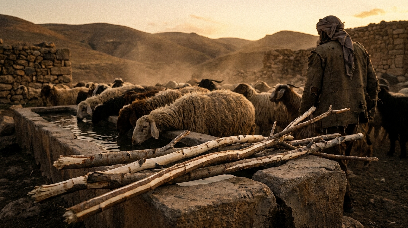 Jacob Peels Branches to Win Laban's Flocks (Genesis 30:25–43)