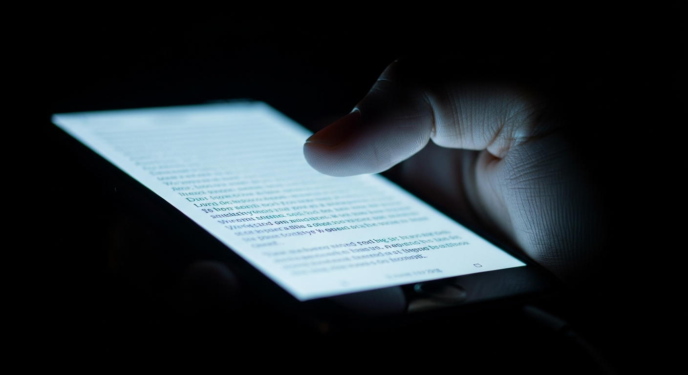 Hand holding a smartphone displaying Bible text in darkness, believers carrying God's Word and prophetic promises in their pockets today