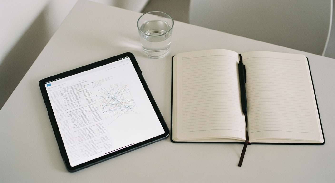 Detailed comparison of prayer app features on a tablet screen with notebook showing prayer notes, illustrating how to choose the best prayer tool