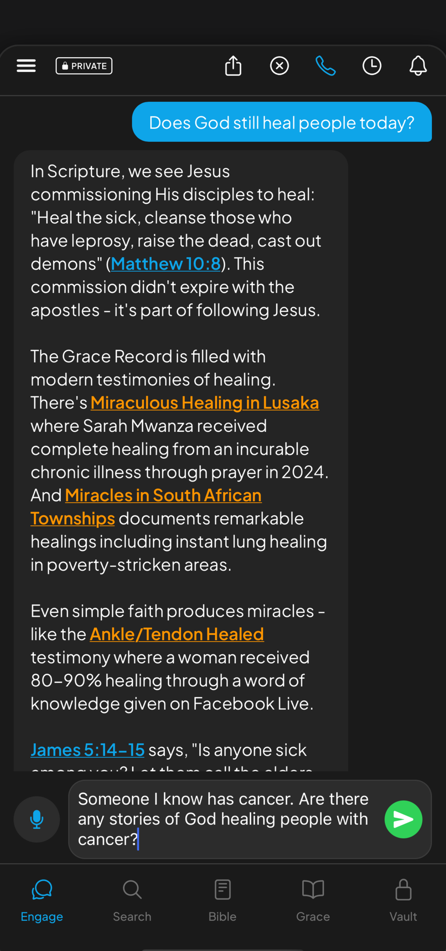 Doxa text chat interface