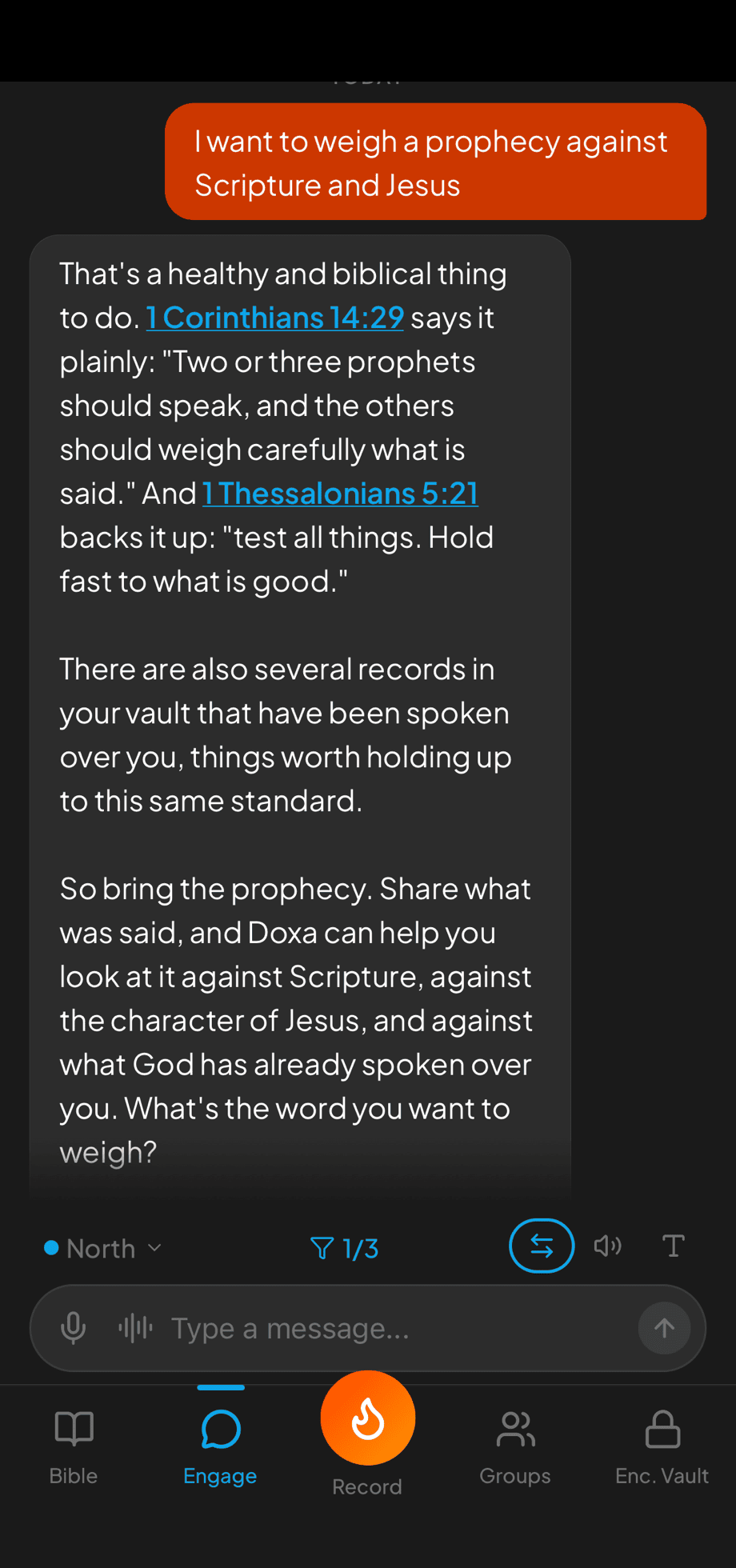 Doxa Engage weighing a prophecy against Scripture
